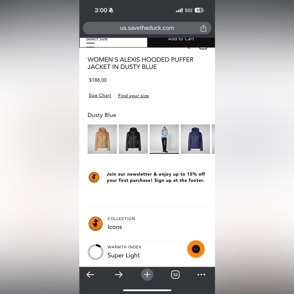 Like new Save the Duck Alexis lightweight puffer jacket in silver blue - Picture 8 of 16